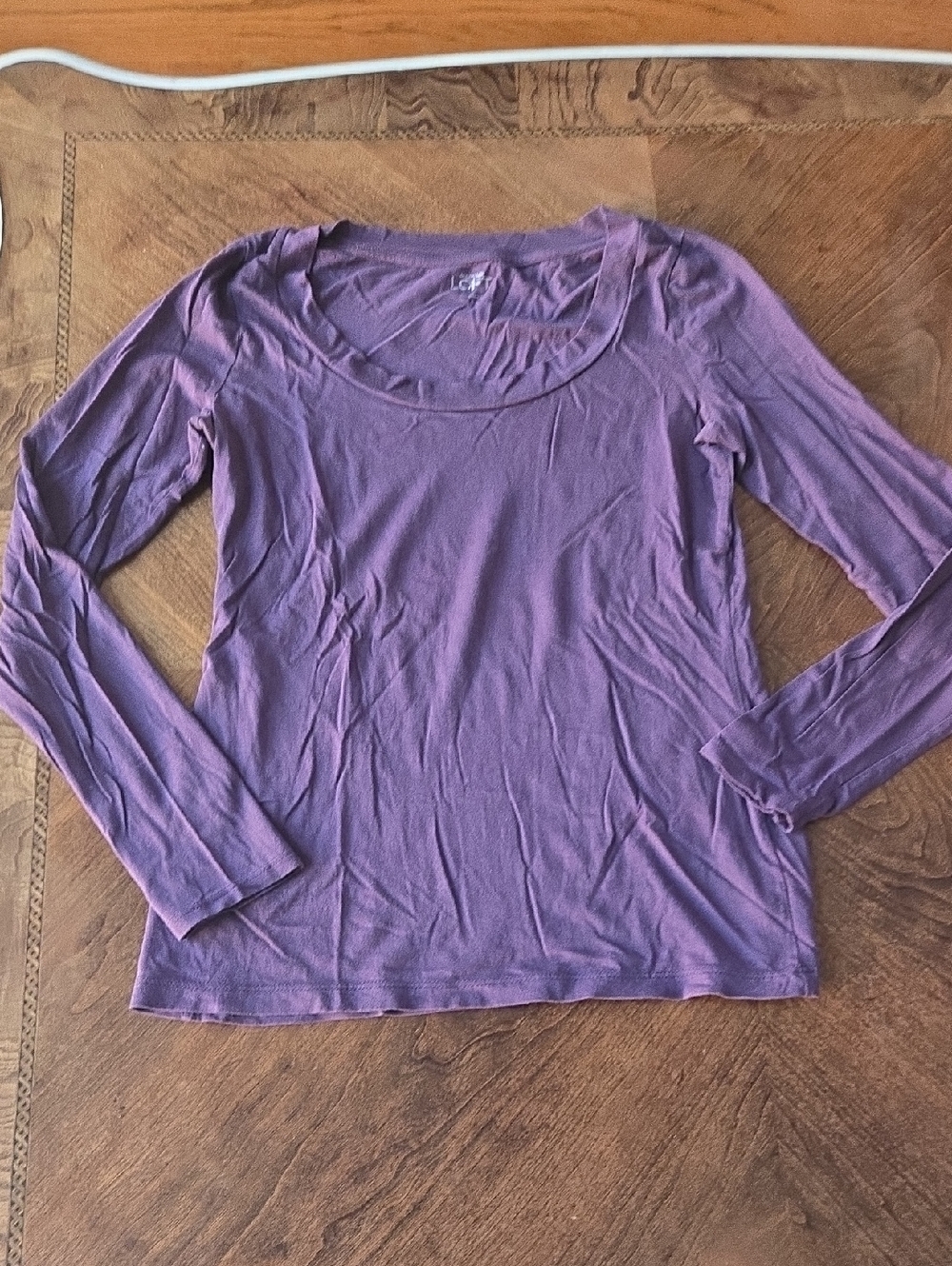 LOFT Purple Scoop Neck Long Sleeve Top